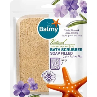 Мочалка-скрабер банная с кусочками мыла Balmy фиалка и шалфей 1 шт