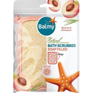 Мочалка-скрабер банная с кусочками мыла Balmy нектарин и лемонграсс 1 шт
