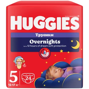 Подгузники-трусики для детей Huggies Pants Overnights 5 от 12 до 17 кг 24 шт 