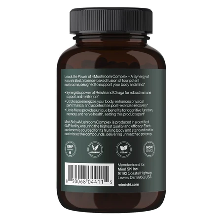 Комплекс 4 грибів Mind Shi 4Mushroom Complex 1000 мг капсули для підтримки роботи нервової системи флакон 60 шт: ціни та характеристики