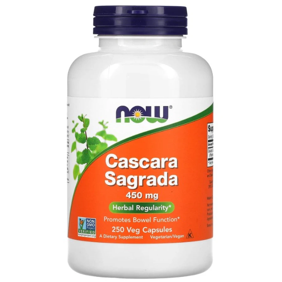 Каскара саграда, Cascara Sagrada, Now Foods, 450 мг, 250 рослинних капсул: ціни та характеристики