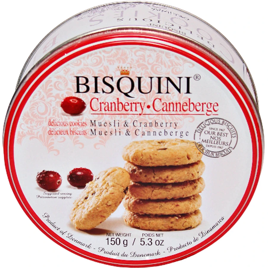 Печенье Bisquini мюсли с клюквой банка 150 г: цены и характеристики