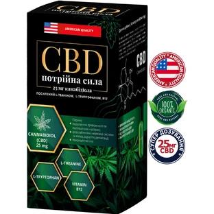 Потрійна сила CBD (КБД) сприяє зменшенню відчуття тривожності та психоемоційної напруги, стресу флакон 60 шт