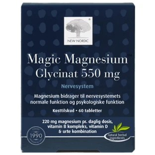 Магній гліцинат, Magic Magnesium Glycinat, New Nordic, 550 мг, 60 веганських таблеток