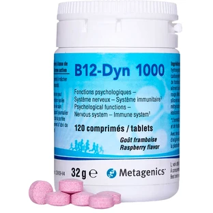Вітамін В-12, Vitamin B12-Dyn, Metagenics, 1000 мкг, 120 жувальних таблеток зі смаком малини