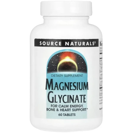 Магній гліцинат, Magnesium Glycinate, Source Naturals, 60 таблеток: ціни та характеристики