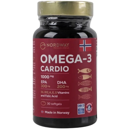 Омега 3 Кардіо Nordway Omega-3 Cardio 1000 мг, 30 капсул: ціни та характеристики