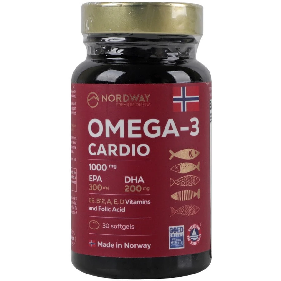 Омега 3 Кардіо Nordway Omega-3 Cardio 1000 мг, 30 капсул: ціни та характеристики