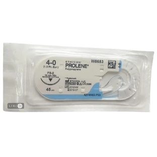 Шовний матеріал Prolene 3/0, 45 см, зворотньо-ріжуча голка 26 мм 3/8, синій