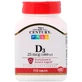 Вітамін Д3, Vitamin D3, 21st Century, 1000 МЕ, 110 таблеток