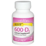 Кальцій 600 + D3, Calcium 600+D3, 21st Century Health Care, 75 капсул