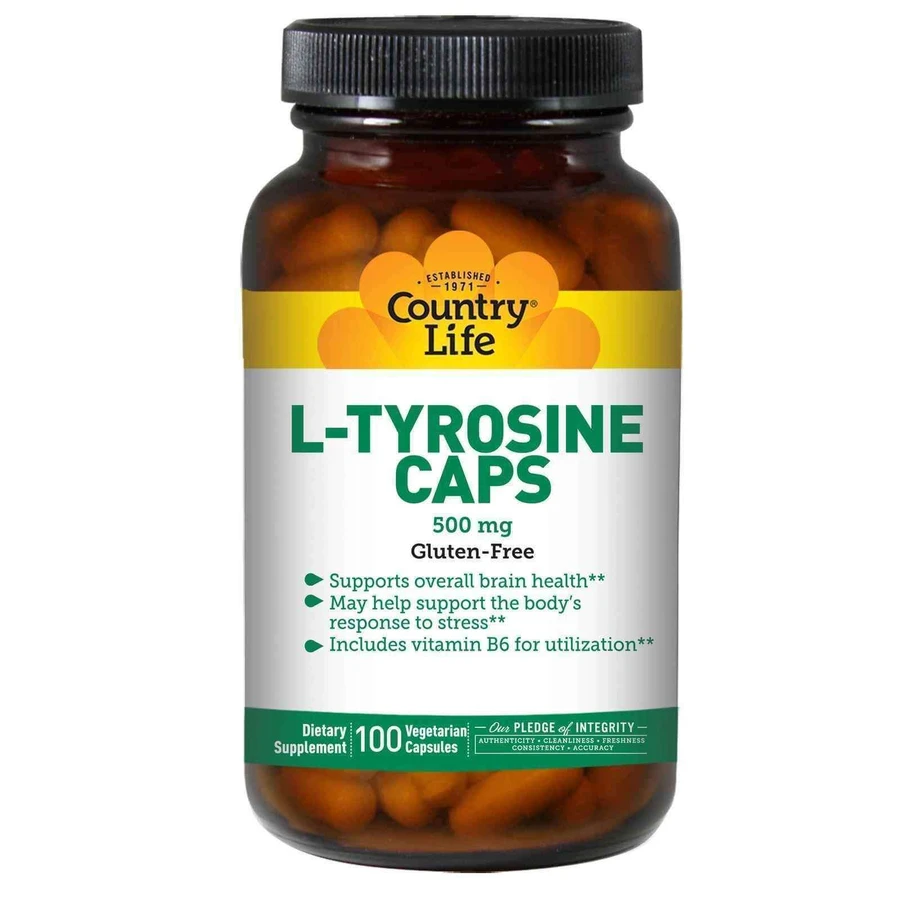 Тирозин, L-Tyrosine, Country Life, 500 мг, 100 капсул: ціни та характеристики