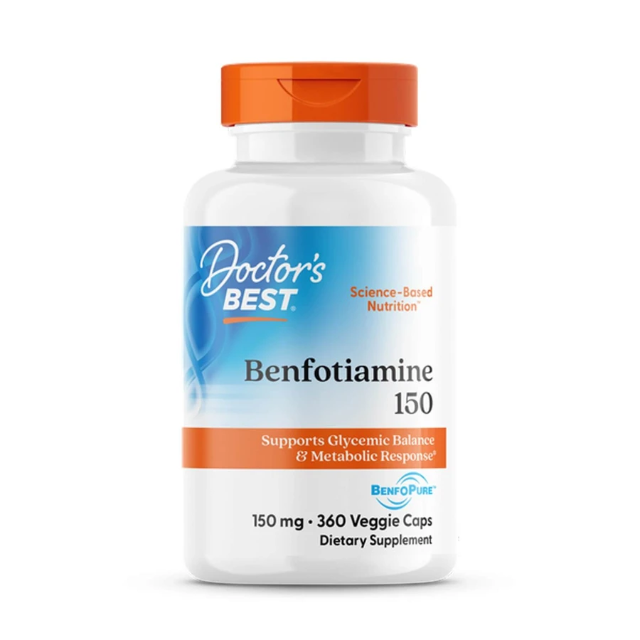 Бенфотіамін, Benfotiamine with BenfoPure, Doctor's Best, з BenfoPure, 150 мг, 360 веганських капсул: ціни та характеристики