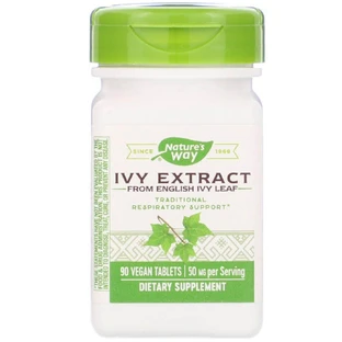 Відхаркувальний засіб, Ivy Extract, Nature's Way, екстракт плюща, 50 мг, 90 веганських таблеток (25 мг на таблетку)