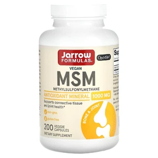 Метилсульфонилметан, MSM, Jarrow Formulas, 1000 мг, 200 вегетарианських капсул