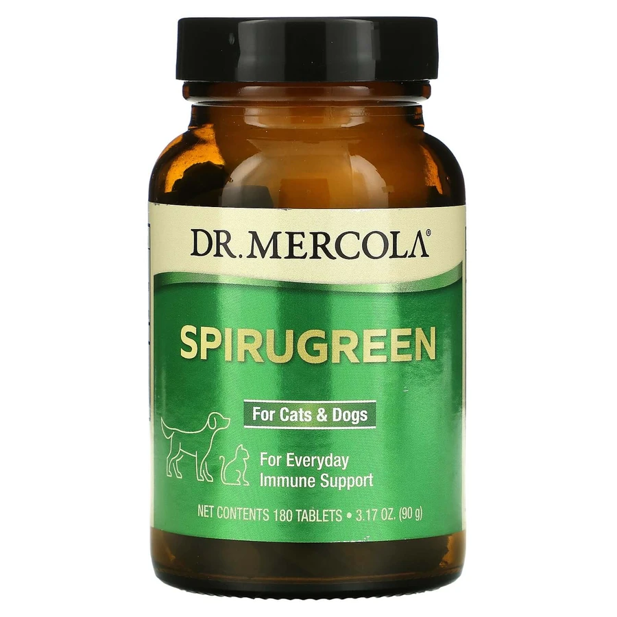 Імунний захист тварин, SpiruGreen, Dr. Mercola, для котів та собак, 180 таблеток: ціни та характеристики