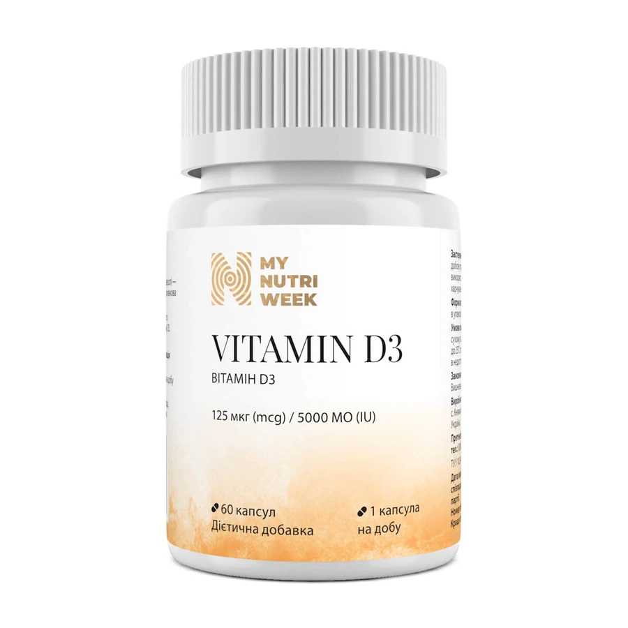 Вітамін Д3, Vitamin D3, My Nutri Week, 5000 MO 60 капсул: ціни та характеристики