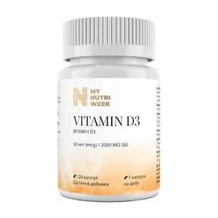 Вітамін Д3,  Vitamin D3, My Nutri Week, 2000 MO 120 капсул