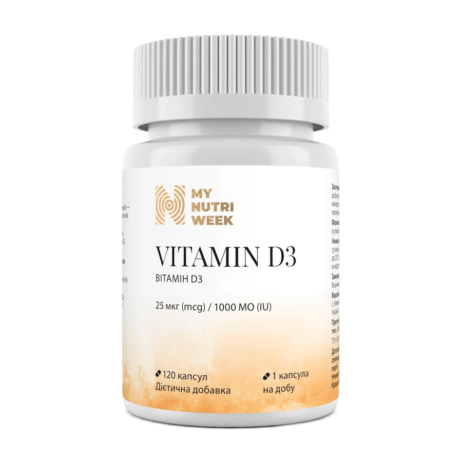 Вітамін Д3, Vitamin D3, My Nutri Week, 1000MO 120 капсул: ціни та характеристики