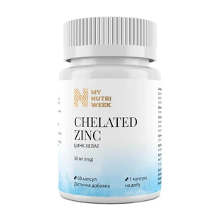 Цинк хелат, Chelated zink, My Nutri Week, 450 мг 60 капсул