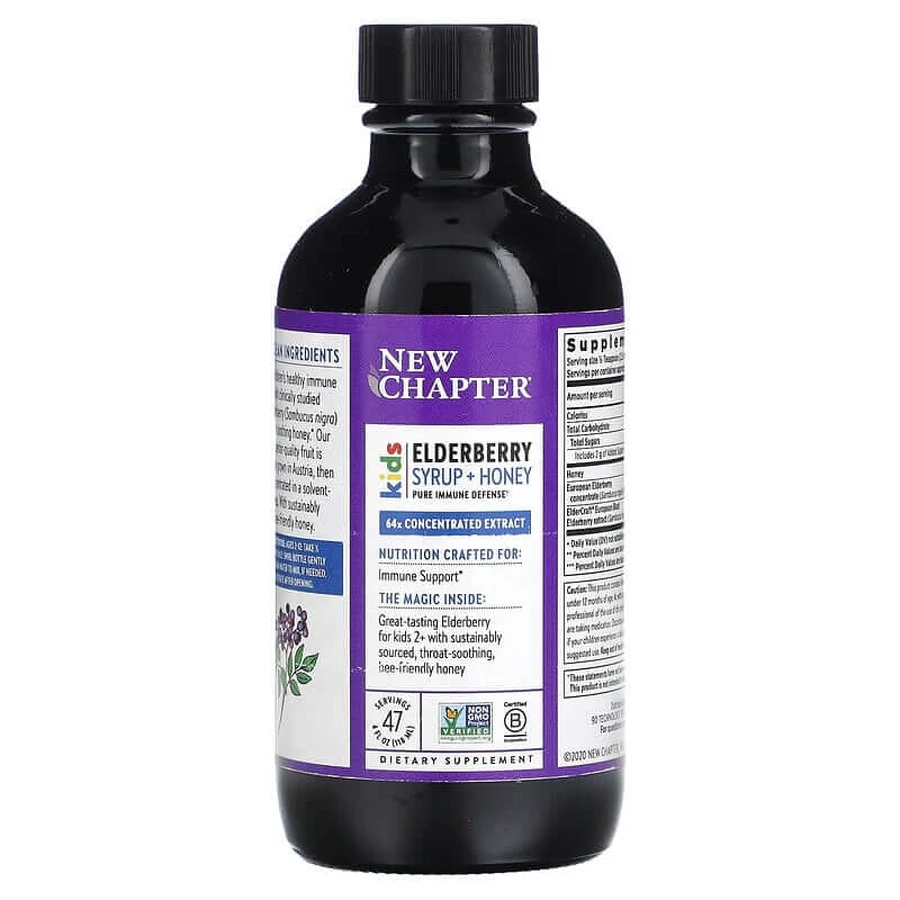 Сироп бузины+мед, Elderberry Syrup, New Chapter, Kids, для детей от 2 лет, 118 мл: цены и характеристики