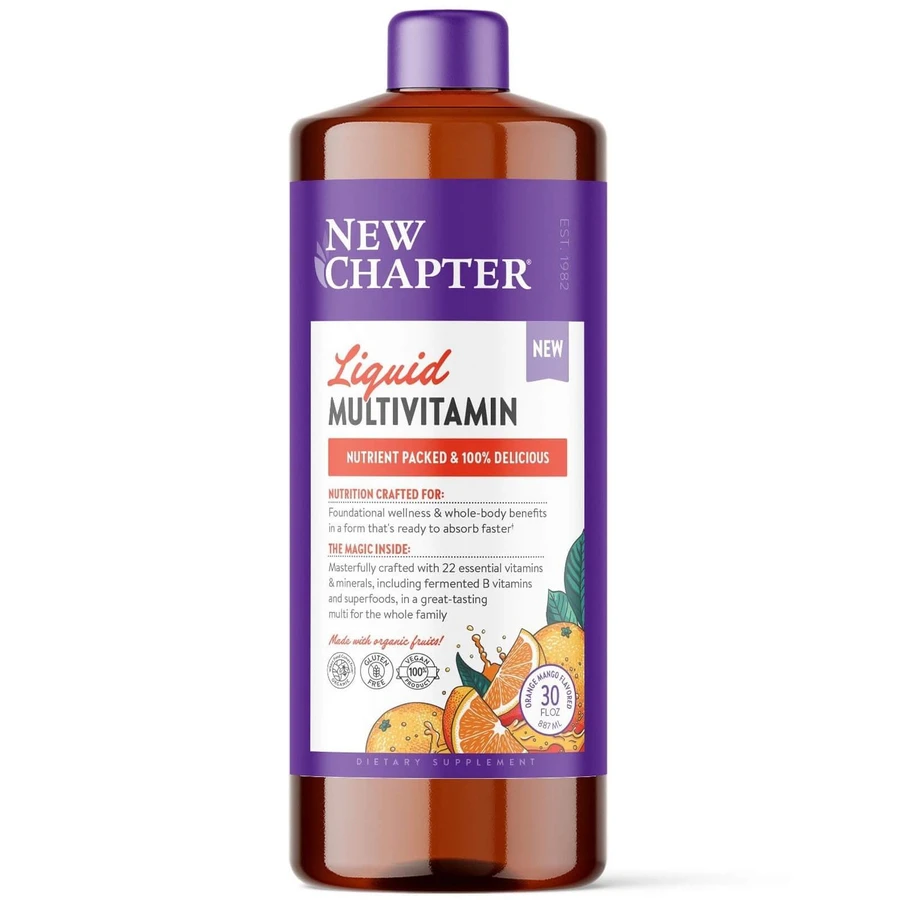 Мультивітаміни для всієї родини, Vegan Liquid Multivitamin for Whole Family, New Chapter, рідкі, веган, апельсин-манго, 887 мл: ціни та характеристики