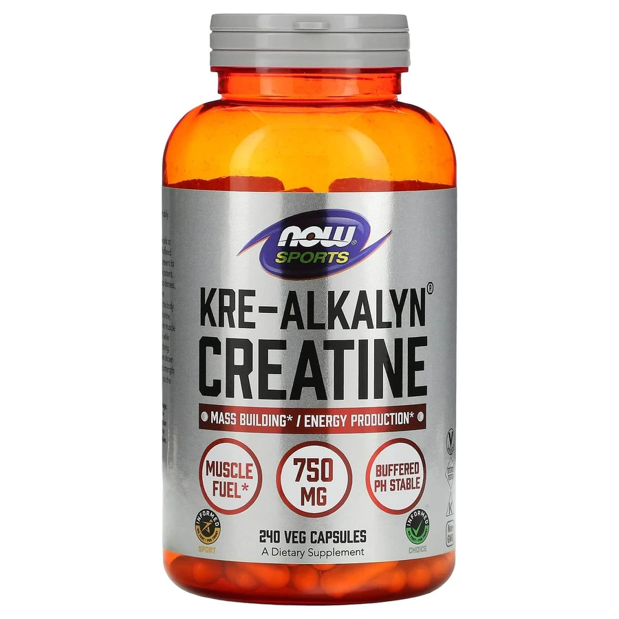 Креатин, Kre-Alkalyn Creatine, Now Foods, Sports, 750 мг, 240 вегетарианских капсул: цены и характеристики