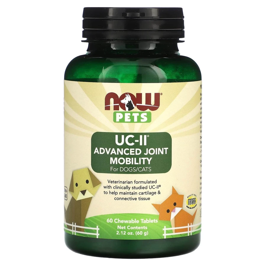 Вітаміни для собак і кішок, Pets UC-II Advanced Joint Mobility, NOW Foods, підтримка суглобів, 60 жувальних таблеток, 60 г: ціни та характеристики