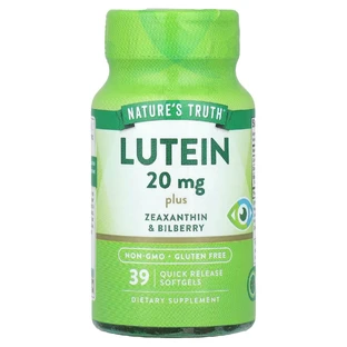 Лютеин плюс зеаксантин и черника, Lutein, Nature's Truth, 39 гелевых капсул быстрого освобождения