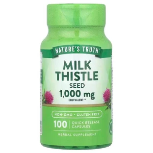 Розторопша, Milk Thistle Seed Extract, Nature's Truth, Экстракт семечек, 1000 мг, 100 быстродействующих капсул