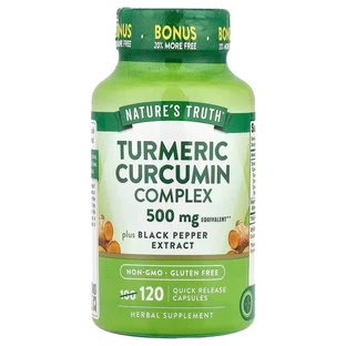 Куркума комплекс, Turmeric Curcumin Complex, Nature's Truth плюс екстракт чорного перцю, 500 мг, 120 капсул зі швидким вивільненням