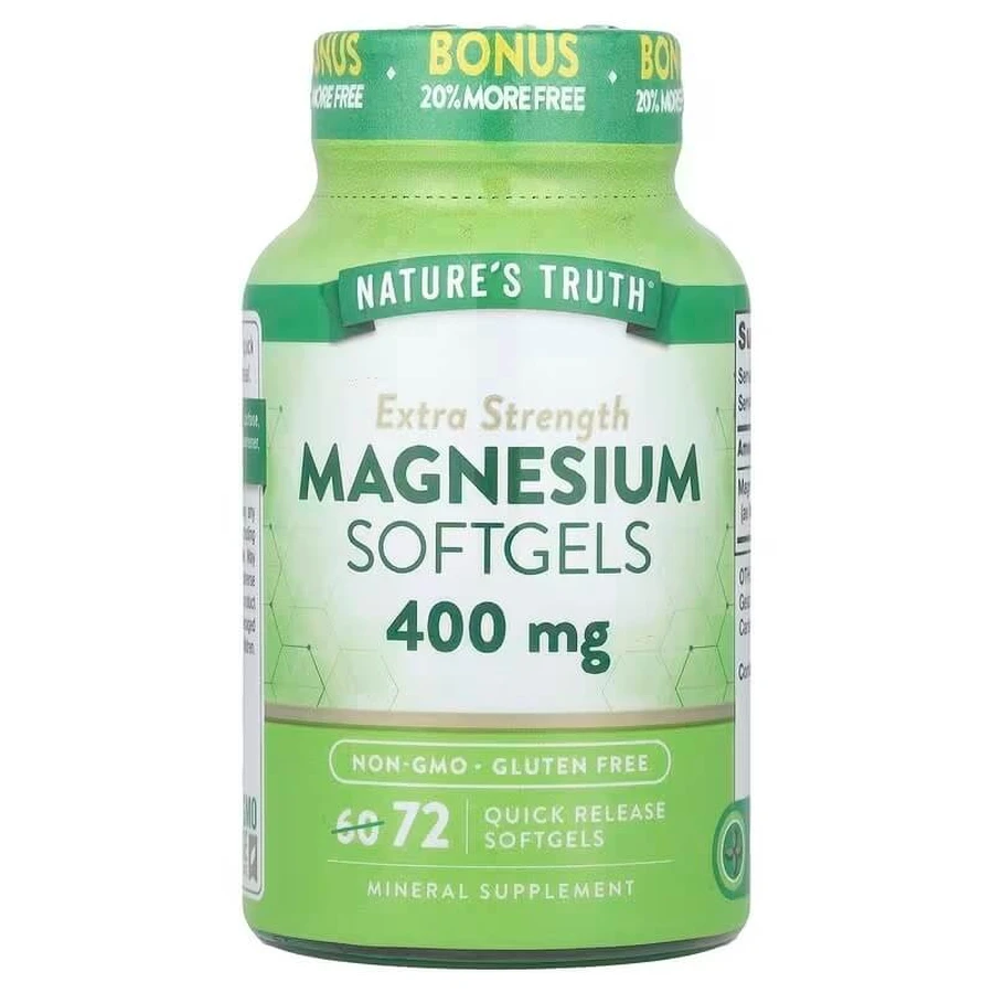 Магній, Magnesium, Nature's Truth, екстра сила, 400 мг, 72 гелевих капсул швидкого вивільнення: ціни та характеристики