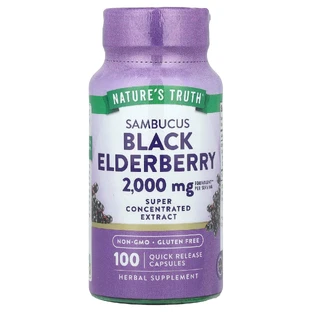 Чорная бузина, Sambucus Black Elderberry, Nature's Truth, 2000 мг, 100 капсул быстрого освобождения (1000 мг на капсулу)