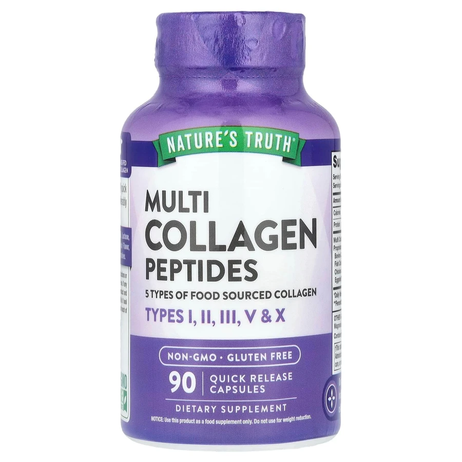 Коллагеновые пептиды, Multi Collagen Peptides, Nature's Truth, 90 капсул быстрого освобождения: цены и характеристики
