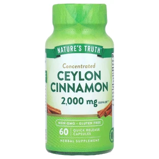 Кориця цейлонська, Concentrated Ceylon Cinnamon, Nature's Truth, концентрована, 2000 мг, 60 капсул швидкого вивільнення