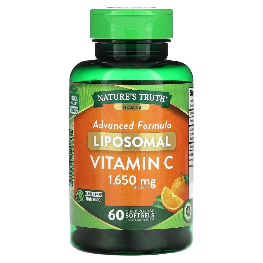 Витамин С, Liposomal Vitamin C, Nature's Truth, липосомальный, 1650 мг, 60 гелевих капсул быстрого освобождения (550 мг в капсуле): цены и характеристики