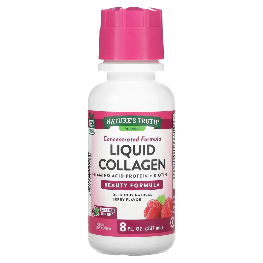 Колаген, Liquid Collagen, Nature's Truth, з амінокислотним білком та біотином, смак ягід, 237 мл: ціни та характеристики