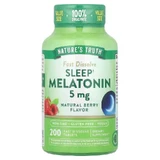 Мелатонин для сна, Sleep Melatonin, Nature's Truth, вкус ягод, 5 мг, 200 быстрорастворяющихся таблеток