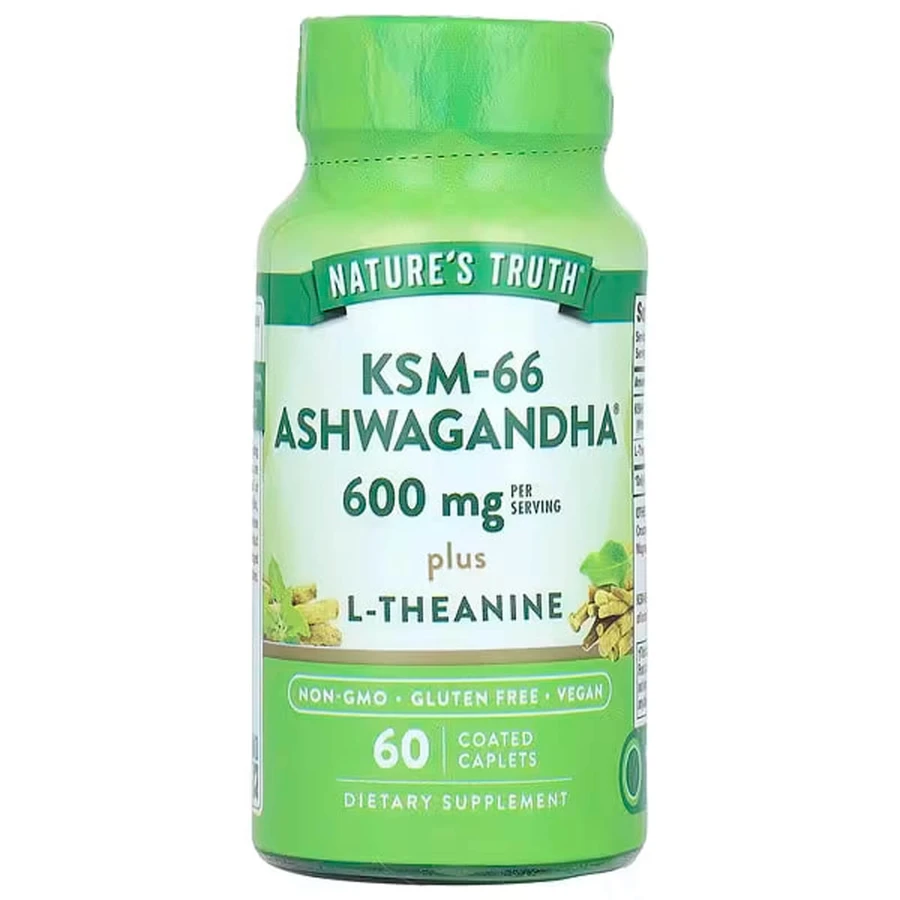 Ашваганда плюс L-Теанін, KSM-66, Ashwagandha Plus L-Theanine, Nature's Truth, 600 мг, 60 вегетарианских капсул (300 мг на капсулу): цены и характеристики