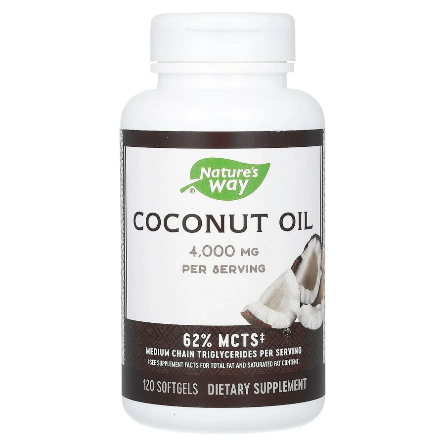 Кокосовое масло, Coconut Oil, Nature's Way, 1000 мг, 120 капсул: цены и характеристики