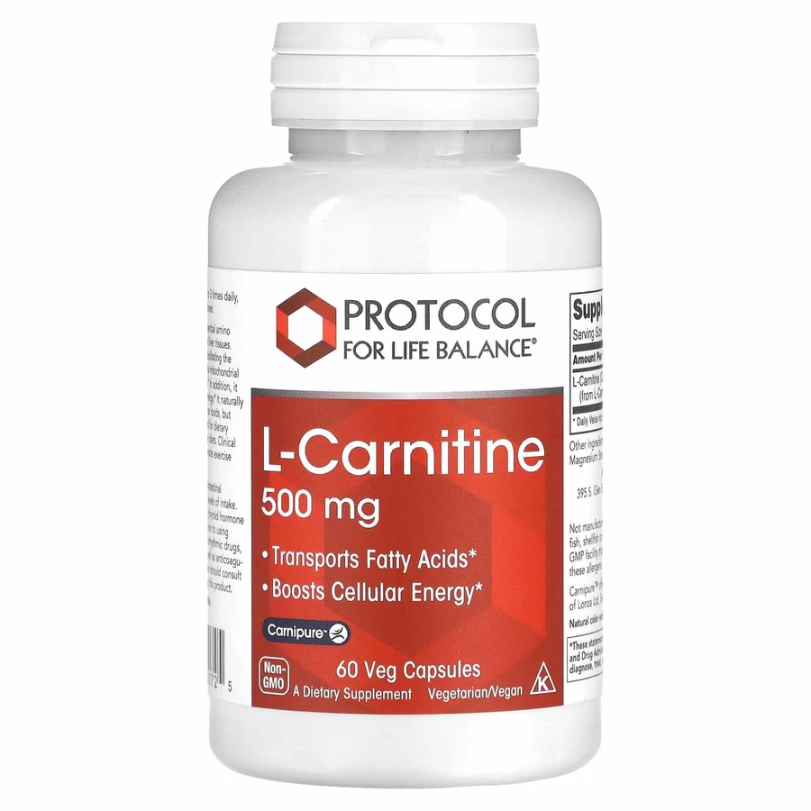 L-карнітин, L-Carnitine, Protocol for Life Balance, 500 мг, 60 капсул: ціни та характеристики