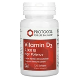 Витамин Д3, Vitamin D3, Protocol for Life Balance, високая эффективность, 2000 МЕ, 120 гелевих капсул