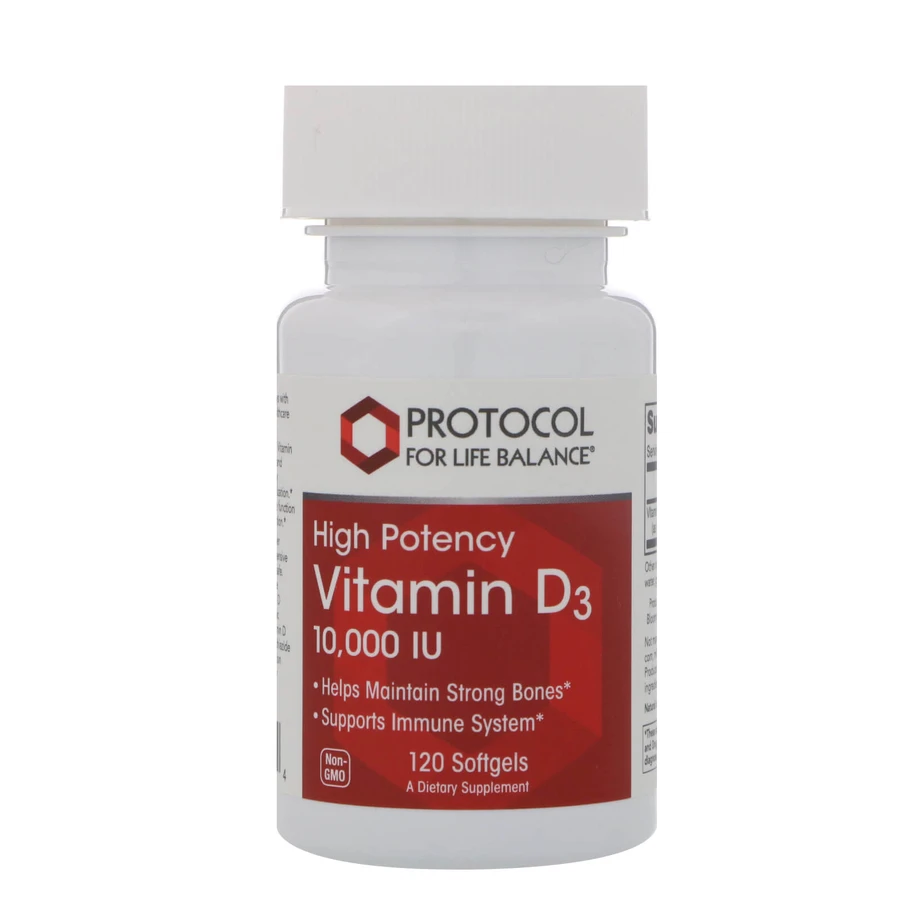 Вітамін Д3, Vitamin D3, Protocol for Life Balance, 10 000 МО, 120 капсул: ціни та характеристики