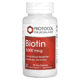 Біотин, Biotin, Protocol for Life Balance, 5000 мкг, 90 веганських капсул