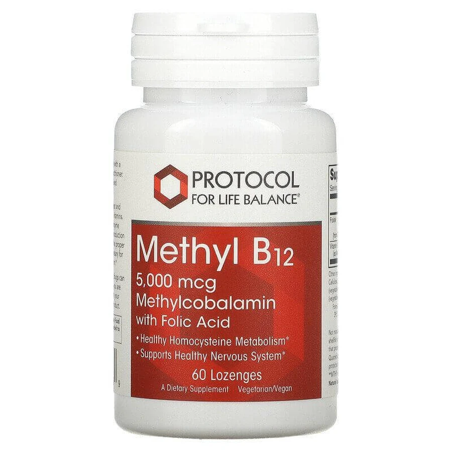Метил В12, Methyl B12, Protocol for Life Balance, 5000 мкг, 60 пастилок: цены и характеристики