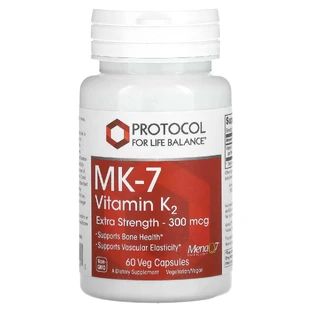 Витамин К-2 (MK-7), MK-7 Vitamin K2, Protocol for Life Balance, дополнительная сила, 300 мкг, 60 веганских капсул