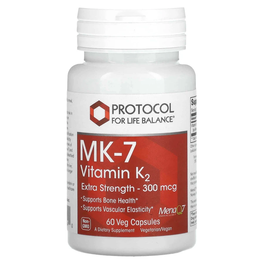 Витамин К-2 (MK-7), MK-7 Vitamin K2, Protocol for Life Balance, дополнительная сила, 300 мкг, 60 веганских капсул: цены и характеристики