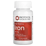 Железо, Iron, Protocol for Life Balance, високая эффективность, 36 мг, 90 веганских капсул