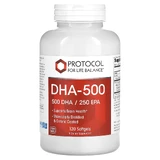 Докозагексаеновая кислота (ДГК), DHA-500, Protocol for Life Balance, 500 ДГК/250 ЭПК, 120 гелевих капсул