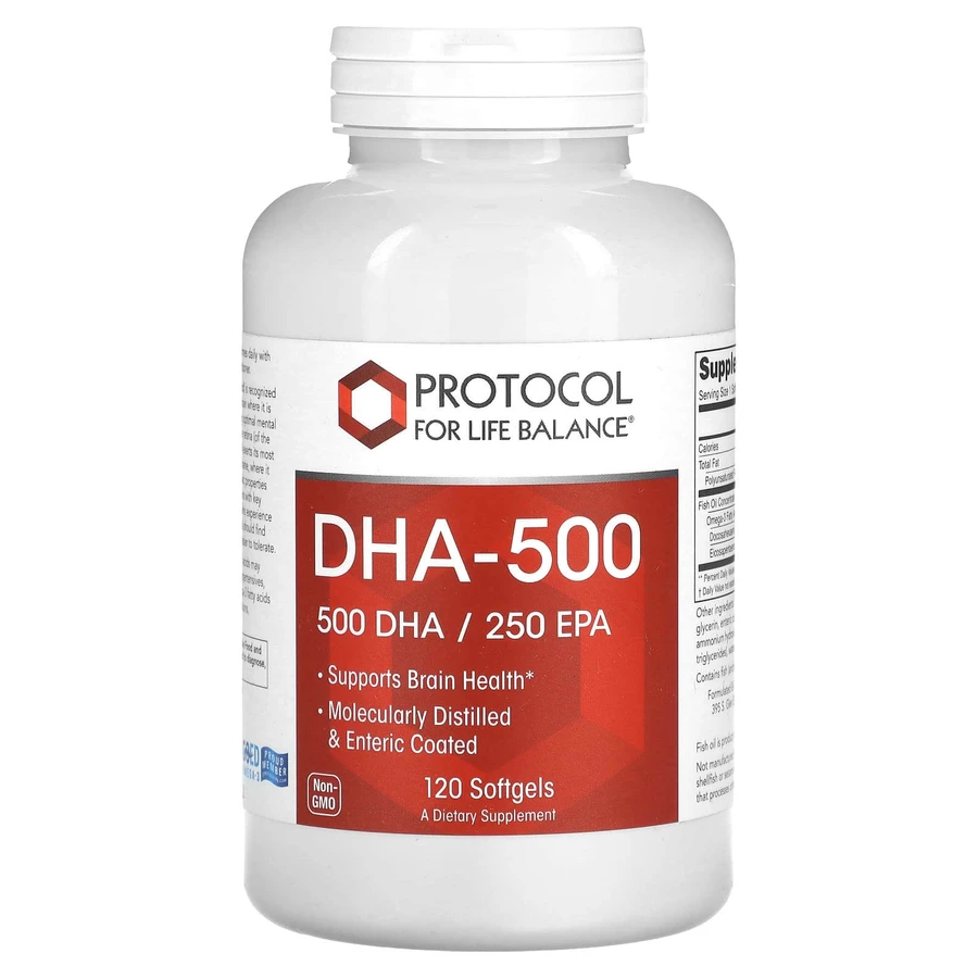 Докозагексаєнова кислота (ДГК), DHA-500, Protocol for Life Balance, 500 ДГК/250 ЭПК, 120 гелевих капсул: ціни та характеристики